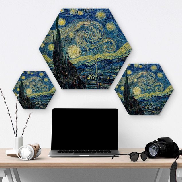 Wooden hexagon - Vincent Van Gogh - The Starry Night