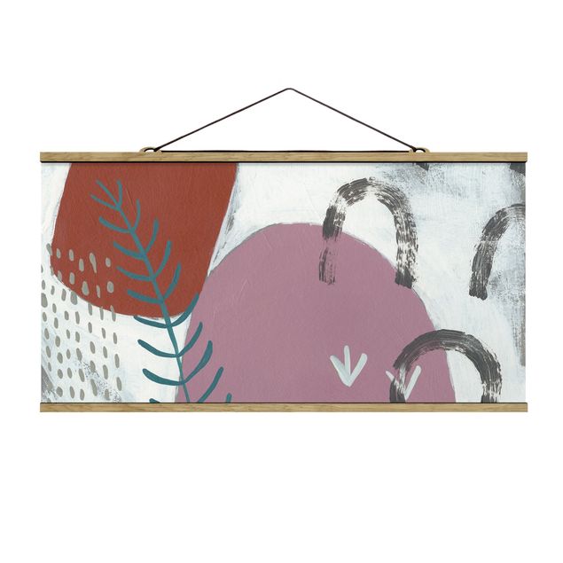 Fabric print with poster hangers - Carnival Of Shapes In Berry II