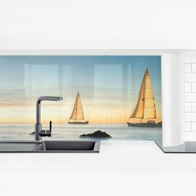 Kitchen wall cladding - Sailboats On the Ocean