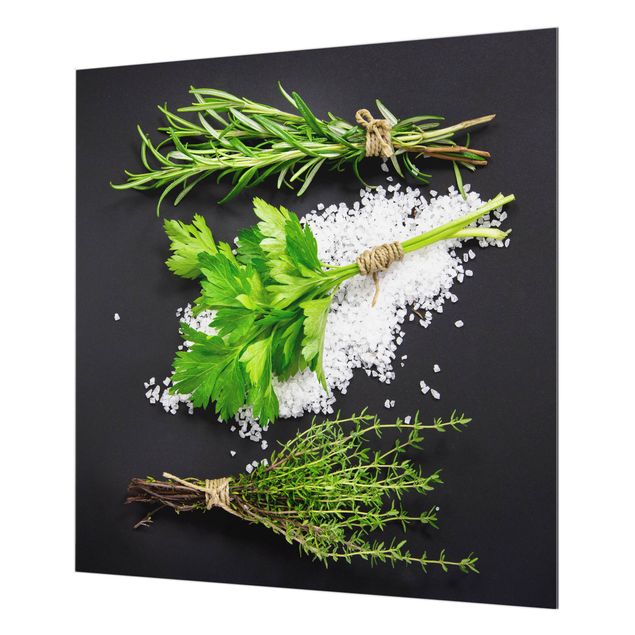Splashback - Herbs On Salt Black Backdrop