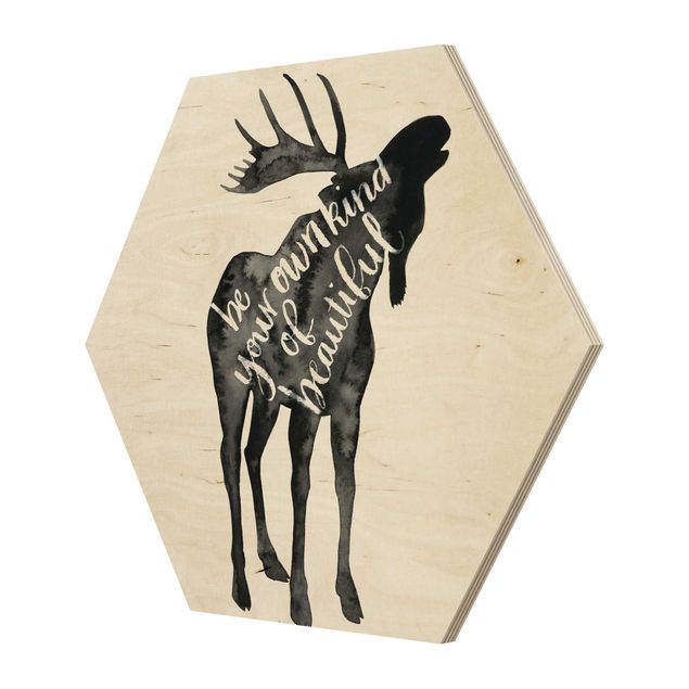 Wooden hexagon - Animals With Wisdom - Elk