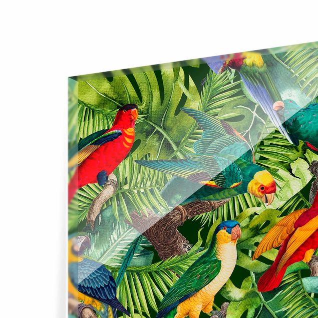 Splashback - Colourful Collage - Parrots In The Jungle