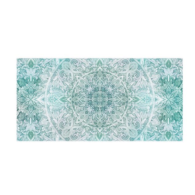 spiritual rugs Mandala Watercolour Ornament Pattern Turquoise