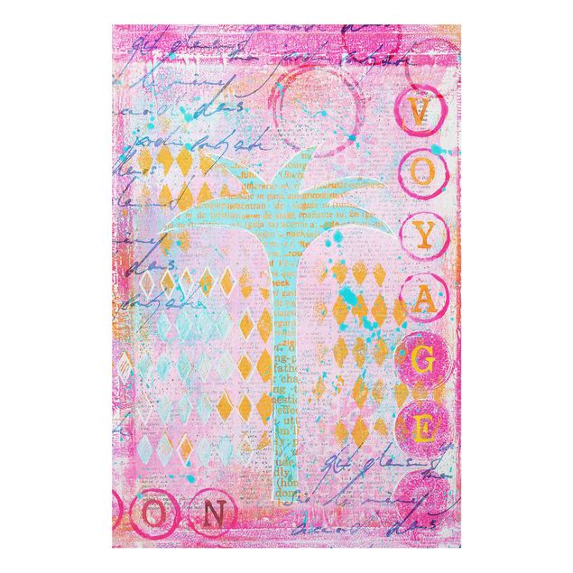 Print on forex - Colourful Collage - Bon Voyage With Palm Tree