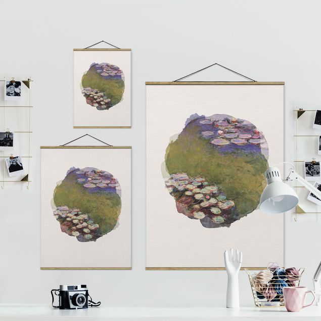 Fabric print with poster hangers - WaterColours - Claude Monet - Water Lilies