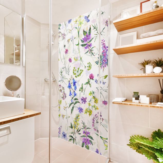 Shower wall cladding - Watercolour Wild Flowers