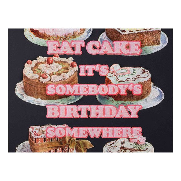 Glass print - Eat Cake It's Birthday - Landscape format 4:3