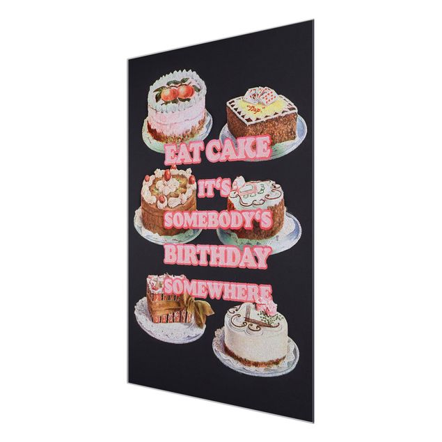 Glass print - Eat Cake It's Birthday - Portrait format 3:4