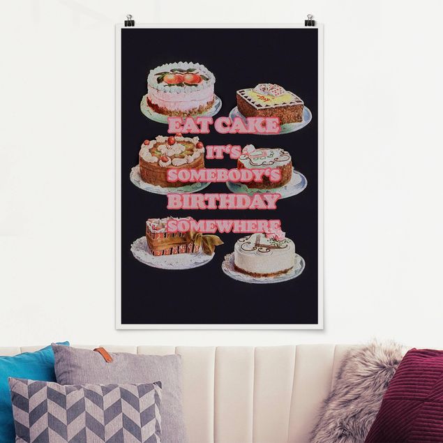Poster art print - Eat Cake It's Birthday - 2:3