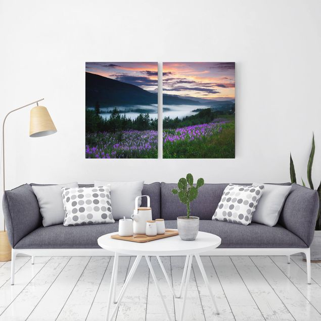 Print on canvas 2 parts - Heavenly Valley In Norway