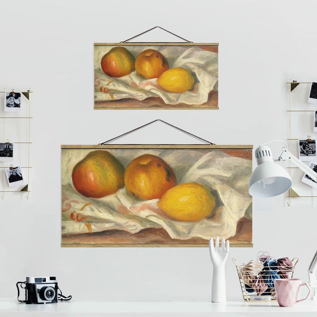 Fabric print with poster hangers - Auguste Renoir - Two Apples And A Lemon