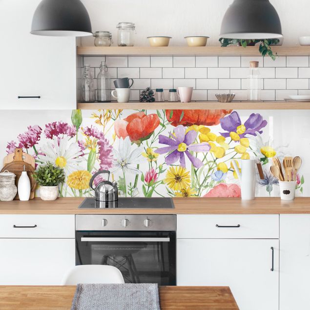 Kitchen splashbacks Watercolour Flowers