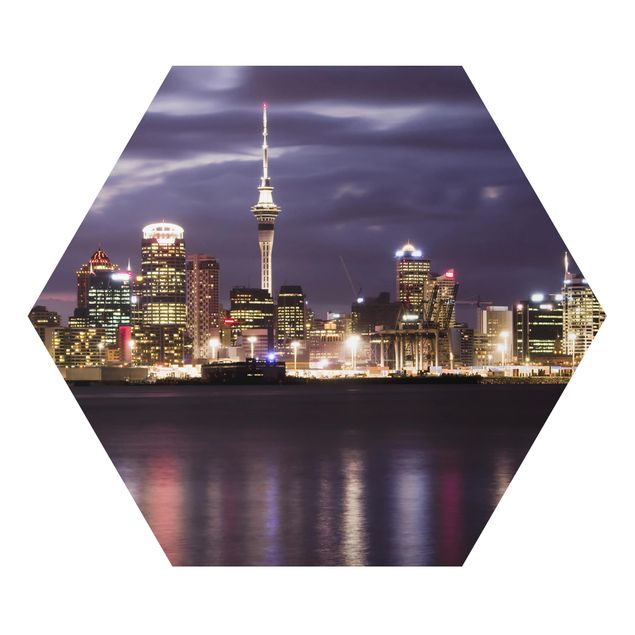 Alu-Dibond hexagon - Auckland At Night