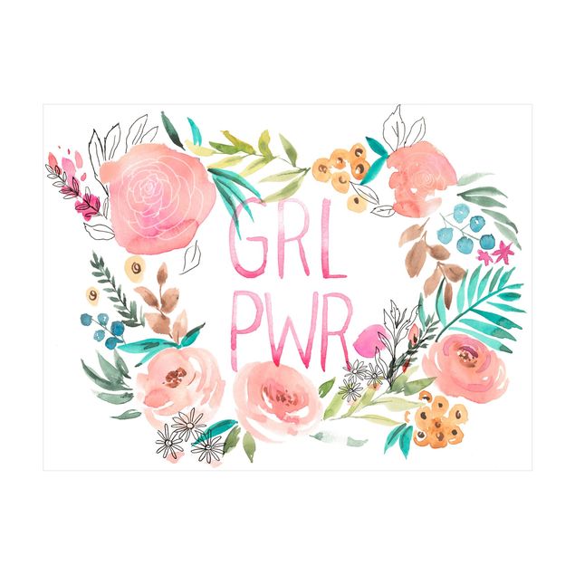 white mats Light Pink Flowers - Girl Power
