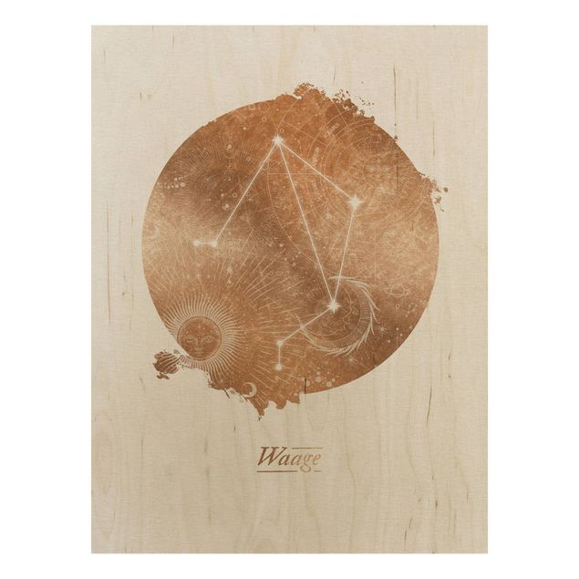 Print on wood - Libra Gold