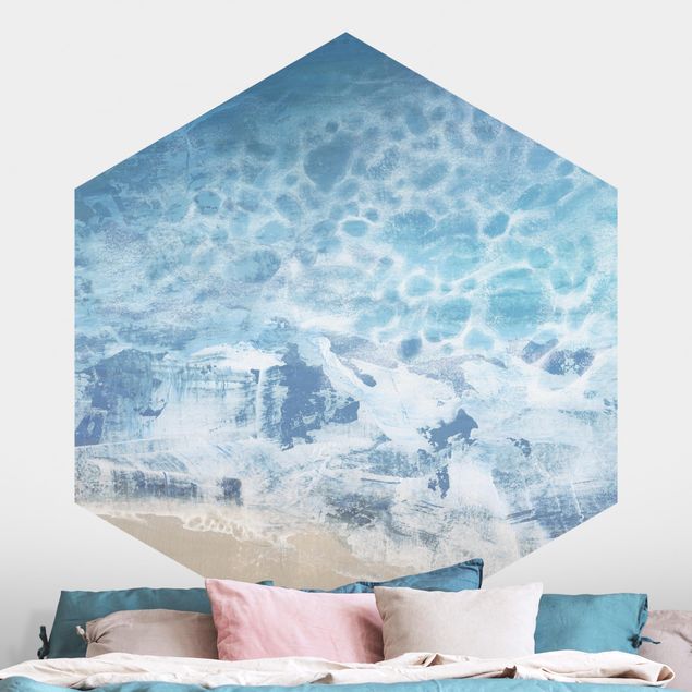 Self-adhesive hexagonal wall mural Tides In Colour II