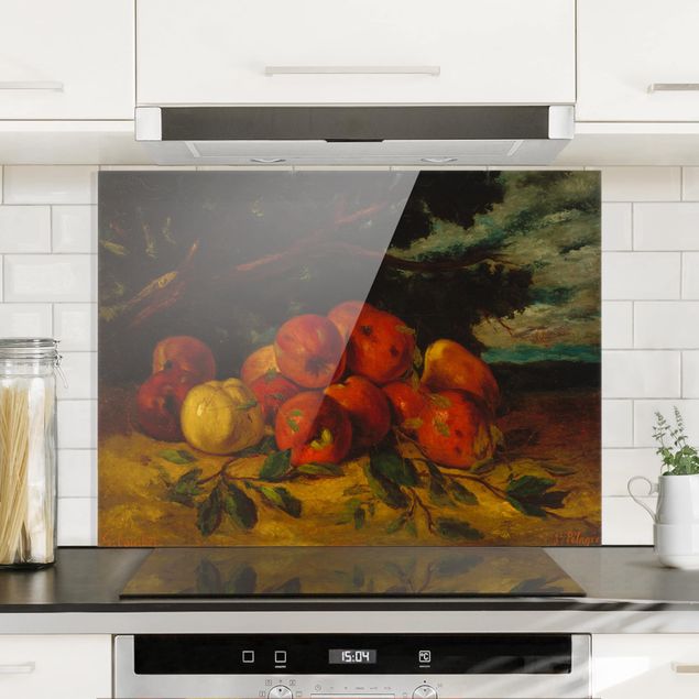 Glass art splashbacks Gustave Courbet - Apple Still Life