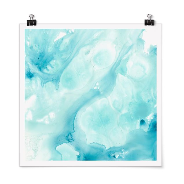 Poster - Emulsion In White And Turquoise I