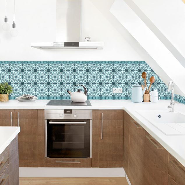 Kitchen splashbacks Geometrical Tile Mix Cross Turquoise
