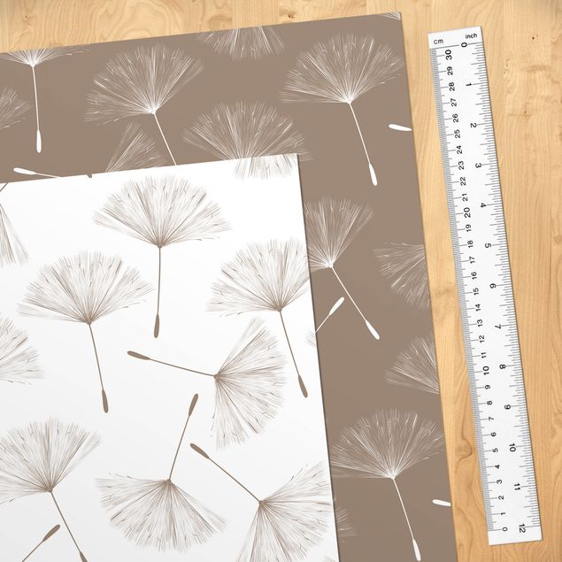 Adhesive film for furniture - Dandelion Pattern In Mocca And Polar White