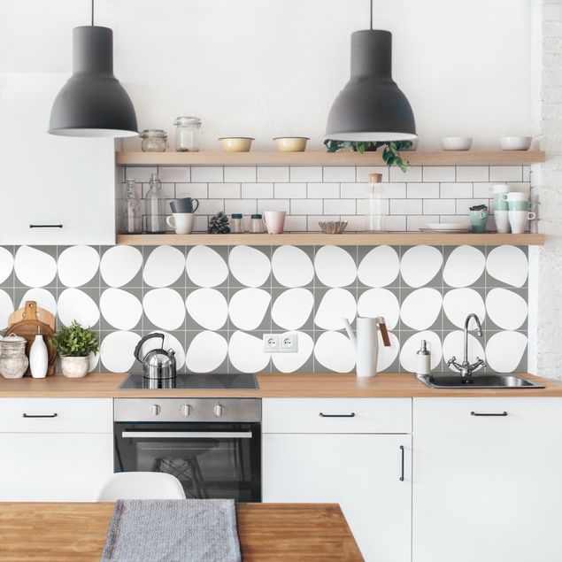 Kitchen splashback tiles Oval Tiles - Dark Grey