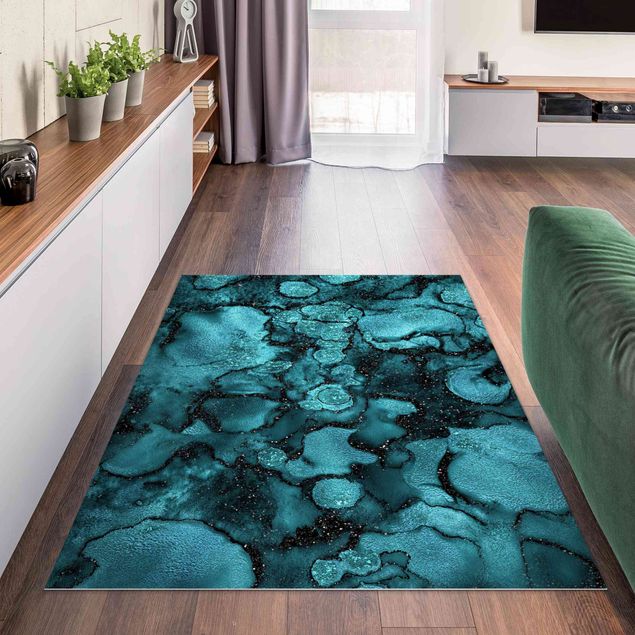 outdoor patio rugs Turquoise Drop With Glitter