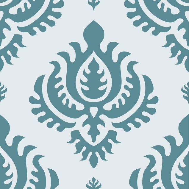 Adhesive film for furniture - Compact Concise Damask Pattern Light Turquoise Petrol