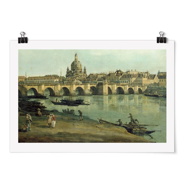 Poster - Bernardo Bellotto - View of Dresden from the Right Bank of the Elbe with Augustus Bridge