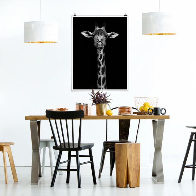 Poster animals - Dark Giraffe Portrait