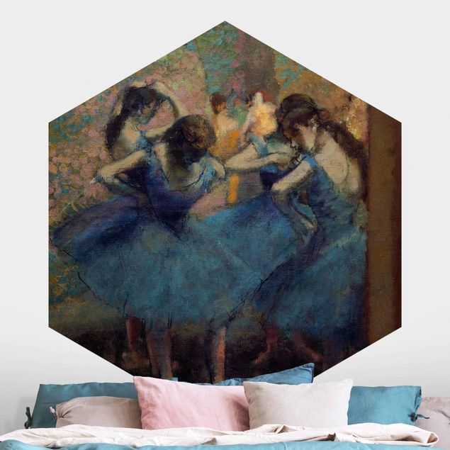 Hexagonal wall mural Edgar Degas - Blue Dancers