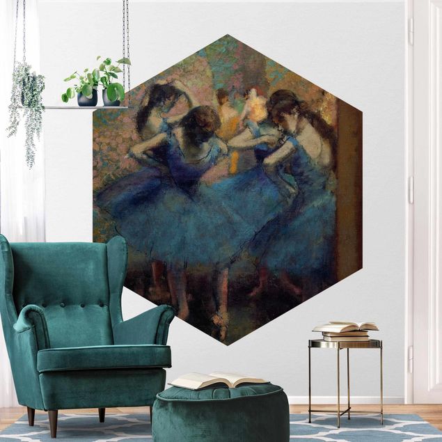 Self-adhesive hexagonal pattern wallpaper - Edgar Degas - Blue Dancers