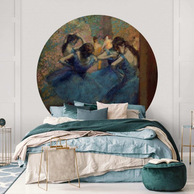 Self-adhesive round wallpaper - Edgar Degas - Blue Dancers