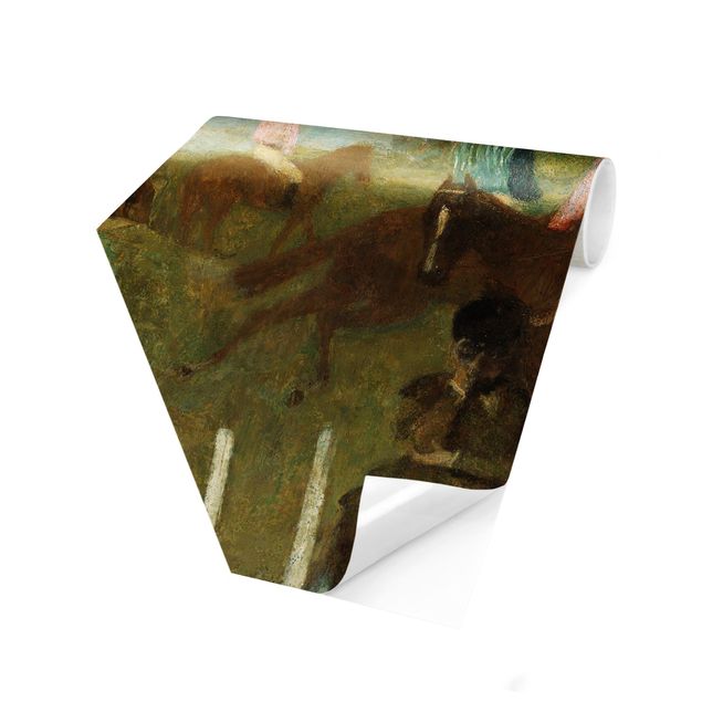Self-adhesive hexagonal pattern wallpaper - Edgar Degas - Jockeys On Race Track