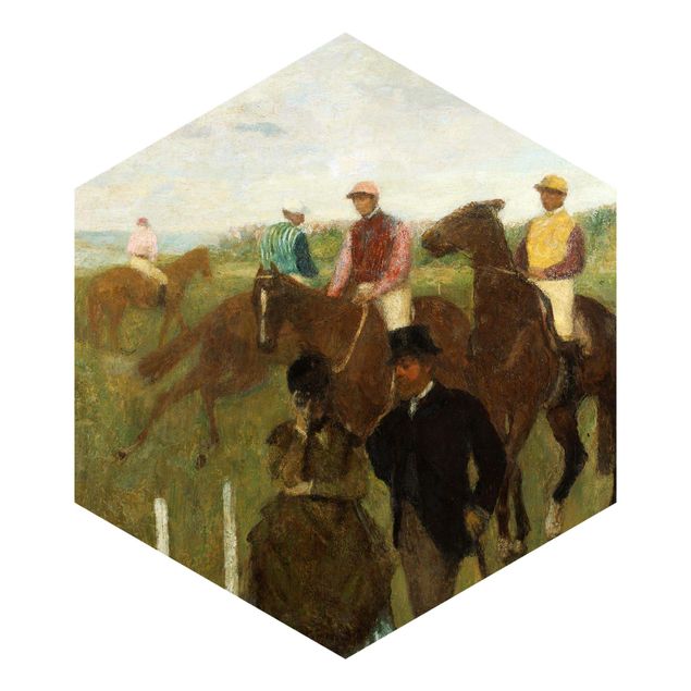 Self-adhesive hexagonal pattern wallpaper - Edgar Degas - Jockeys On Race Track