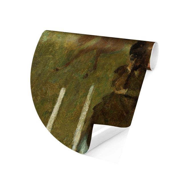 Self-adhesive round wallpaper - Edgar Degas - Jockeys On Race Track