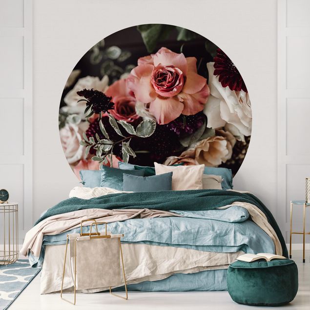 Self-adhesive round wallpaper - Elegant Flower Bouquet