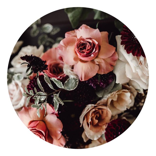 Self-adhesive round wallpaper - Elegant Flower Bouquet