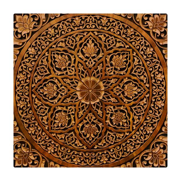 Cork mat - Noble Mandala In Wood Look - Square 1:1