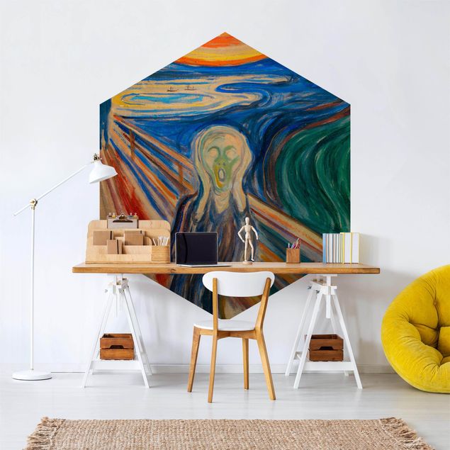 Self-adhesive hexagonal pattern wallpaper - Edvard Munch - The Scream