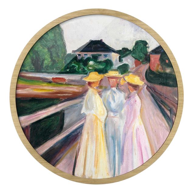 Circular framed print - Edvard Munch - Three Girls