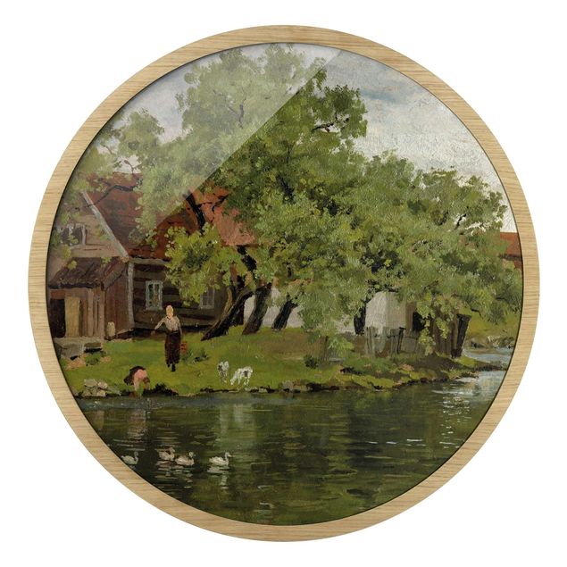 Circular framed print - Edvard Munch - River Akerselven