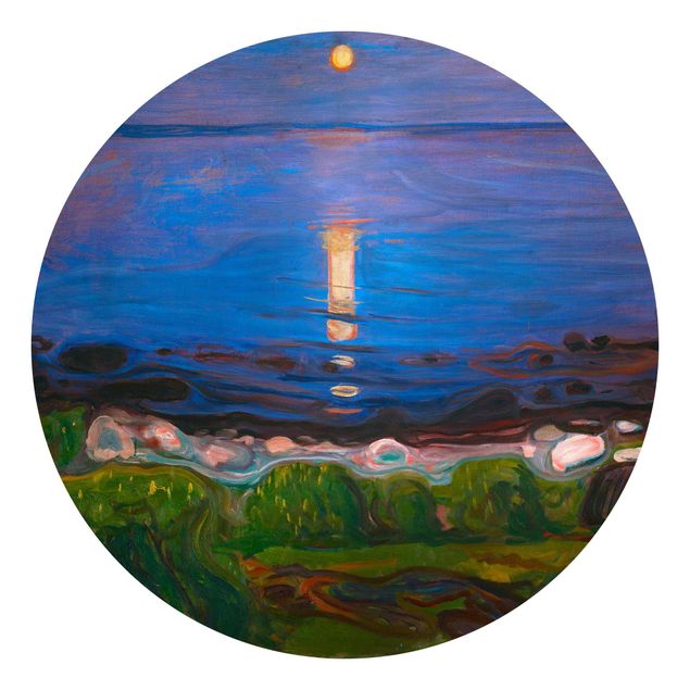 Self-adhesive round wallpaper beach - Edvard Munch - Summer Night By The Beach