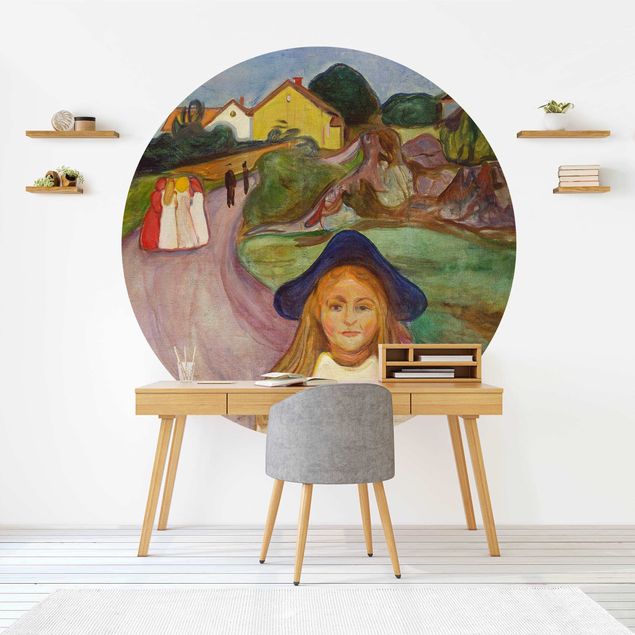 Self-adhesive round wallpaper - Edvard Munch - White Night