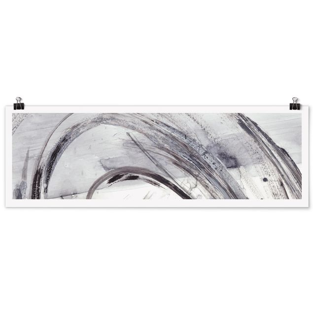 Panoramic poster abstract - Sonar Black White II