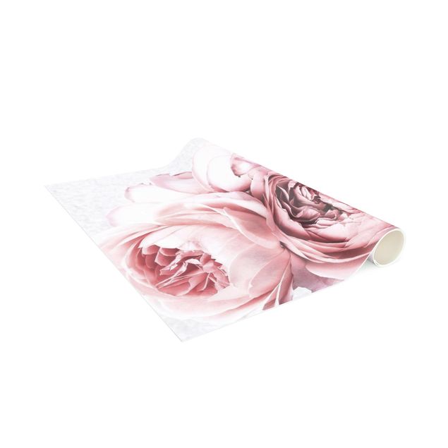 Floral rugs Light Pink Peony Flowers Shabby Pastel