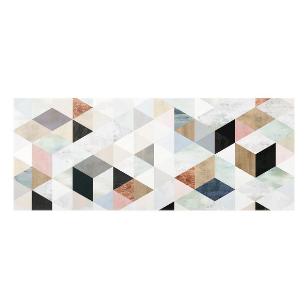 Splashback - Watercolour Mosaic With Triangles I