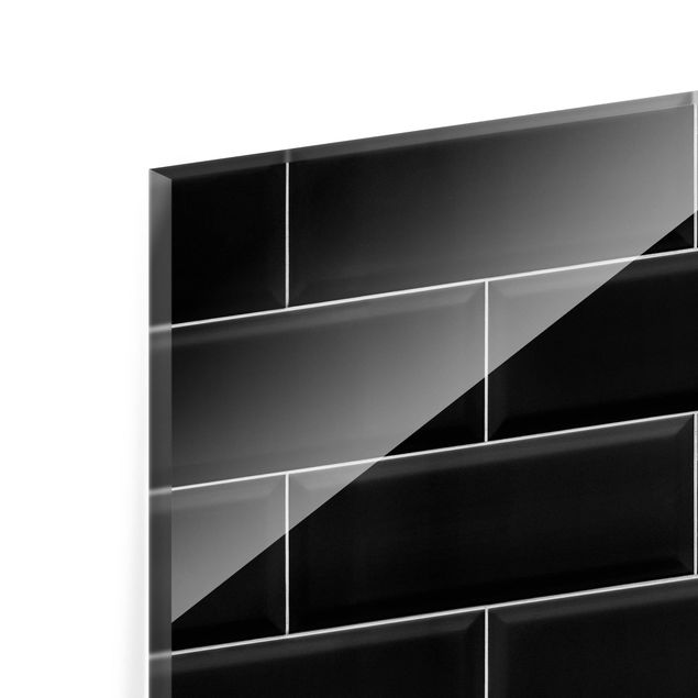 Glass Splashback - Ceramic Tiles Black - Square 1:1
