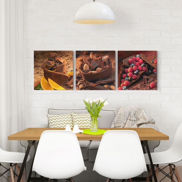 Print on canvas 3 parts - Chocolate With Fruit And Almonds