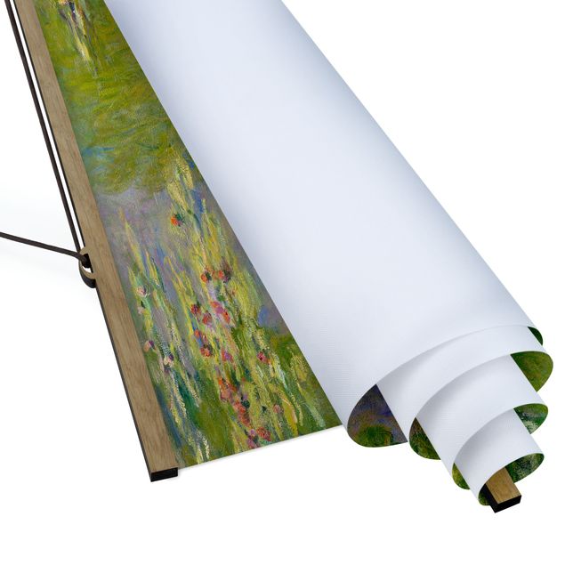 Fabric print with poster hangers - Claude Monet - Green Waterlilies