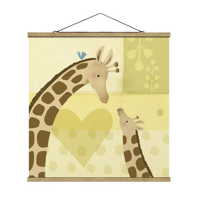 Fabric print with poster hangers - Mum And I - Giraffes